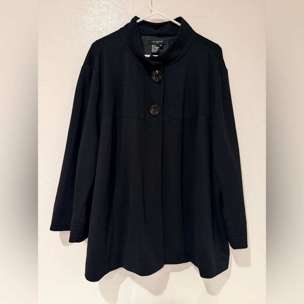 Sandro Black Cape Womens Jacket 2-Button Size 3X - Picture 11 of 12